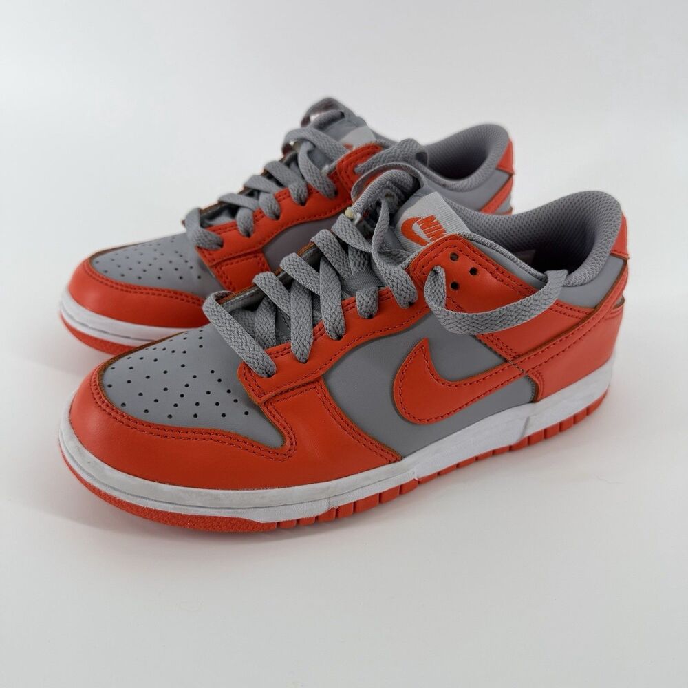 Nike Dunk Low Top Lace Up Shoes Sneakers Youth Size 4.5Y Gray Red Orange White